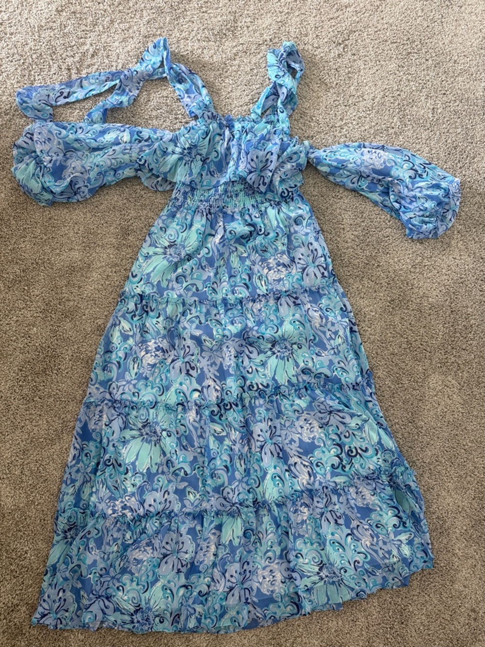 Lilly Pulitzer Blue & Aqua Floral Maxi Dress